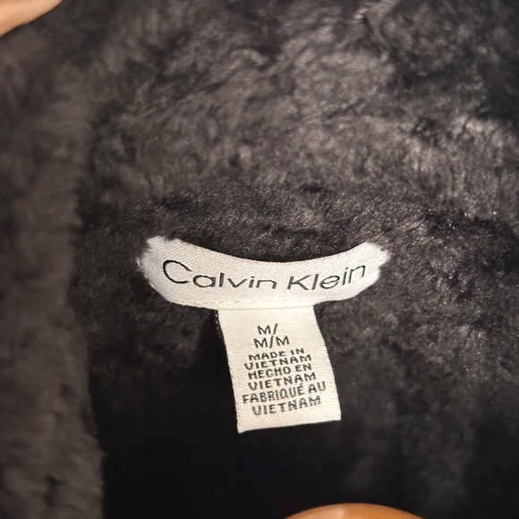 Calvin Klein zip up Black Sherpa fleece zip up sweatshirts (size medium) - Picture 3 of 4